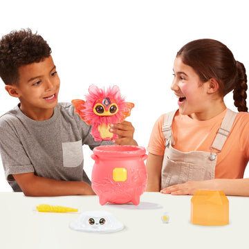 Magic Mixies Magical Gem Surprise Fire Magic Cauldron - Reveal A Non-Electronic Mixie Plushie And Magic Ring With A Pop Up Reveal From The Fizzing Cauldron Medium