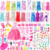 Janyun Dolls Accessories,114Pcs Doll Clothes Party Gown Outfits Set For Doll And Girl Dolls Dresses Accessories Shoes Bags Necklace Mirror Hanger Tableware Stocking Stuffers
