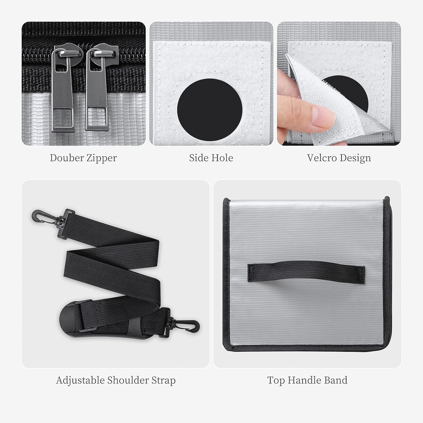 HOOVO Lipo Bag Fireproof Explosionproof Lipo Battery Safe Bag LiPo Guard Safe Bag for Lipo Battery Storage and Charging with Dou