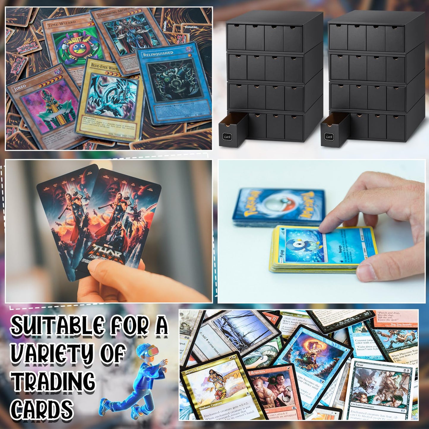 Resurhang 8 Sets 32 Pcs Trading Card Storage Box 19200+ Card Collection Storage With Separate Boxes And Label Stickers Soccer Sp