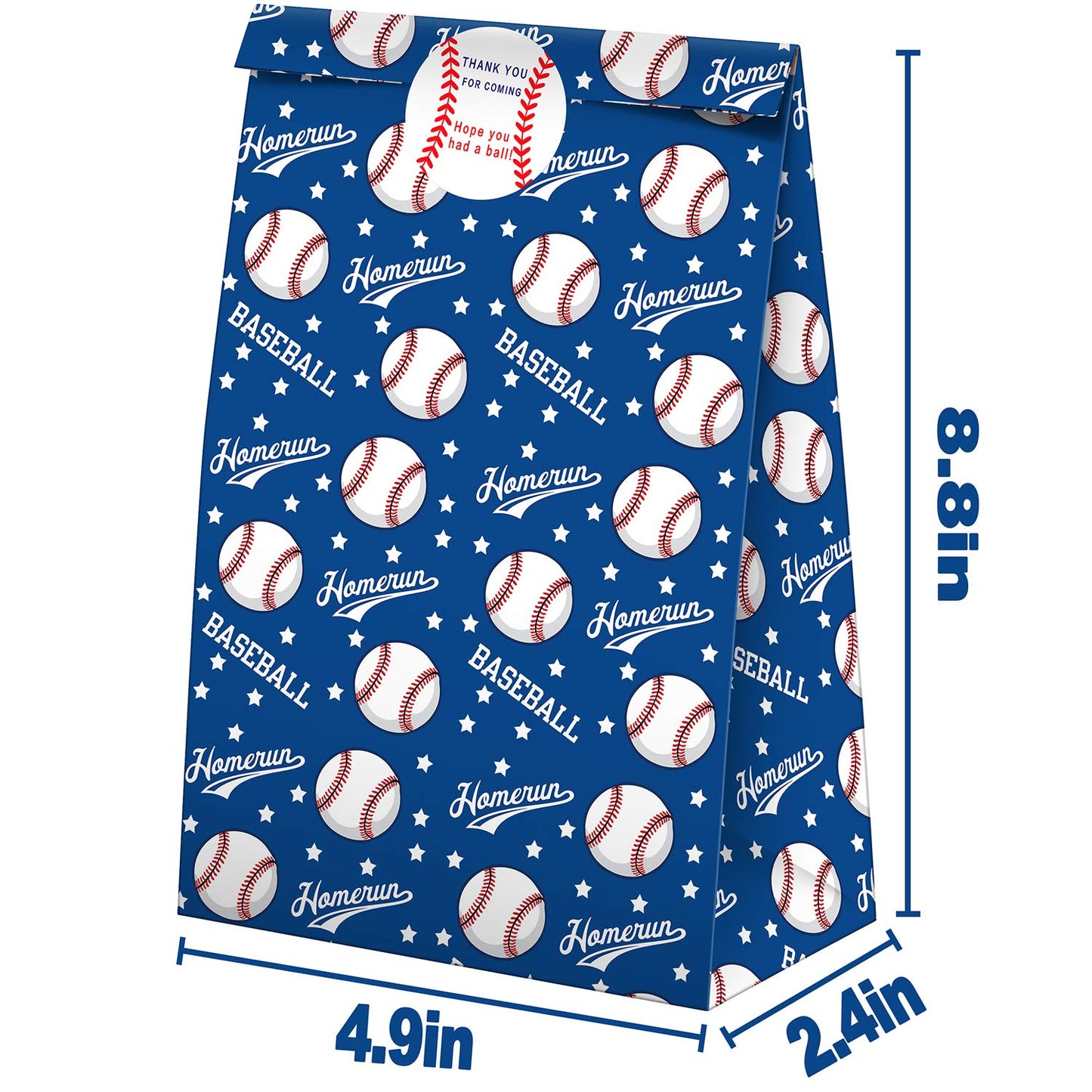 Sampartyshop 24 Pack Baseball Party Candy Favor Bags With Stickers, Baseball Goodie Gift Treat Bags Baseball Themed Birthday Par