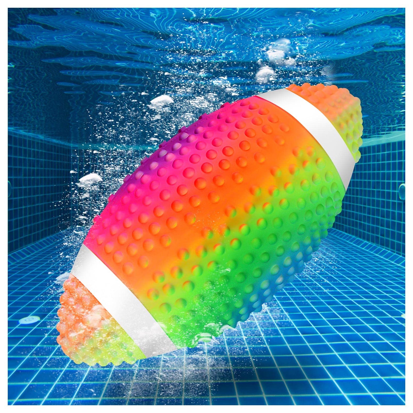 Kxcoftxi Water Football For Pool, 9.5 Inch Summer Pool Football With Rainbow Color For Pool Games, Beach Games, Diving Games, So