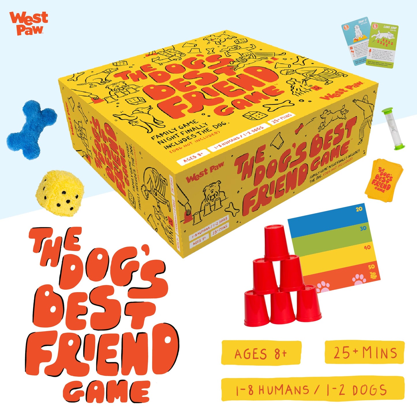 West Paw Dog'S Best Friend Game™ - Fun Family Game For Kids & Adults - Board, Challenge, & Dog Training Tip Cards Encourage Connection & Positive Reinforcement - Fun Games That Include Your Dog
