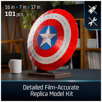4D Build Marvel Captain America Shield 3D Model Kit with Stand Marvel Collectibles & Desk D?cor mature-themed Puzzle Building Toys 3D Puzzles for mature-themeds & Teens 101 Pieces for Ages 12 & Up