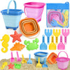 Dreamon Beach Toys for Kids 3-10, Collapsible Sand Castle Toys for Beach Include 3 Pack Foldable Buckets, Shovels Molds and Stor
