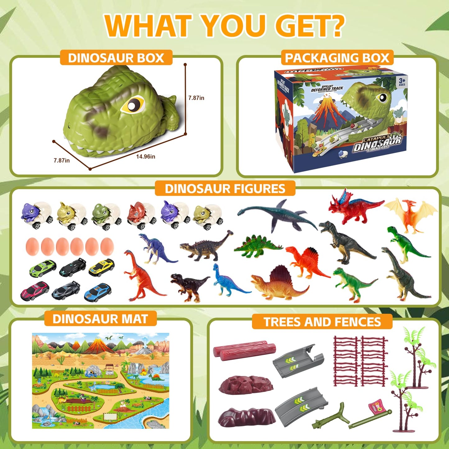 Dinosaur Toys For Kids 3-5 4-7, 4-In-1 Dinosaur Carrier Track Toys For Boys, Jurassic Realistic Dino Figures Set, Dinosaur Eggs