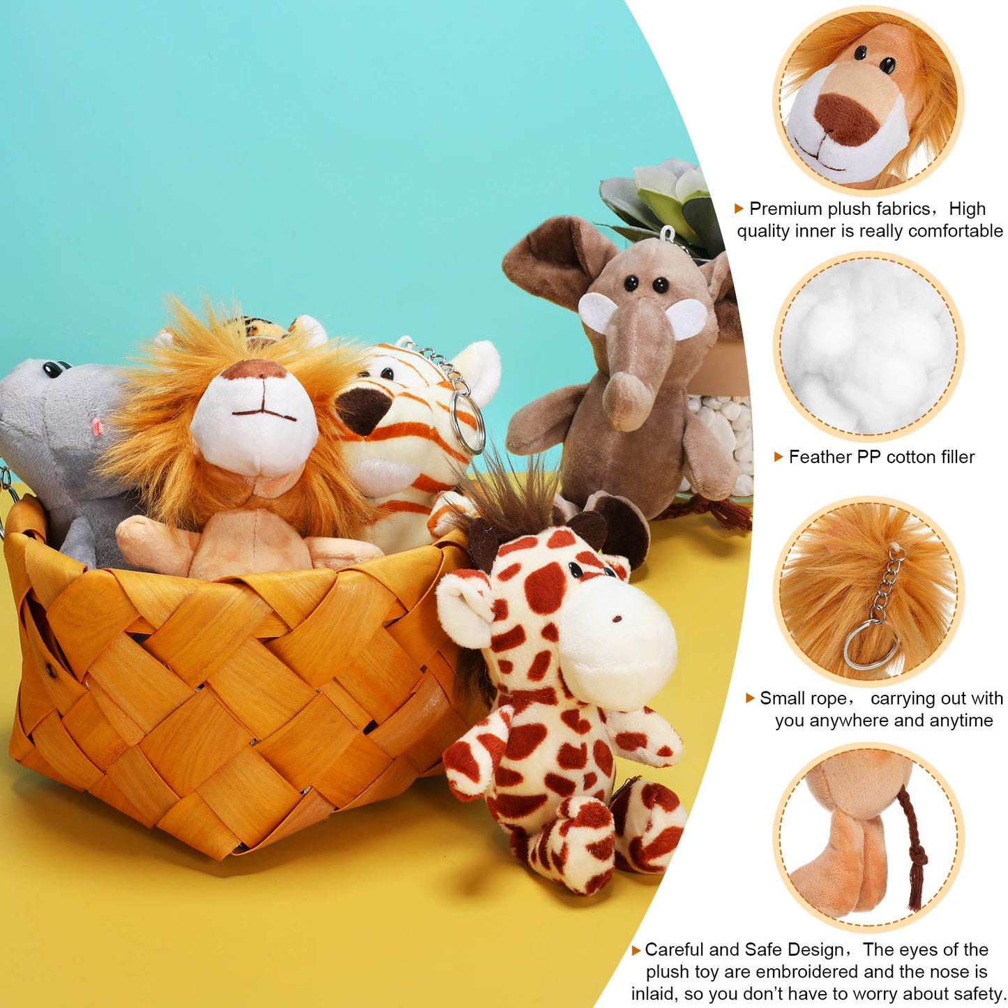 Sumind 12 Pieces Valentine'S Day Mini Stuffed Forest Animals Jungle Animal Plush Toys 4.8 Inch Cute Plush Elephant Lion Giraffe Tiger Plush For Animal Themed Parties Achievement(Standing)