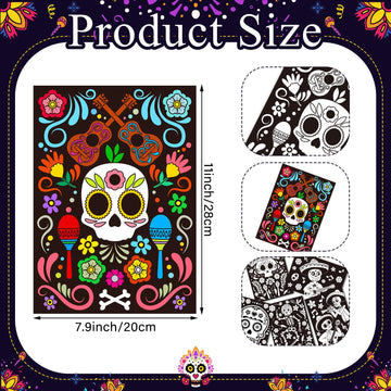 Zhanmai 30 Pcs Color Your Own Funny Day of The Dead Posters DIY Happy Day of The Dead Crafts Bulk Color Your Own Poster DIY Craf
