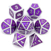 Haxtec Metal DND Dice Purple Silver with PU Leather Dice Bag D&D Dice Set for RPG Dungeons and Dragons Gifts TTRPGs-Silver Royal