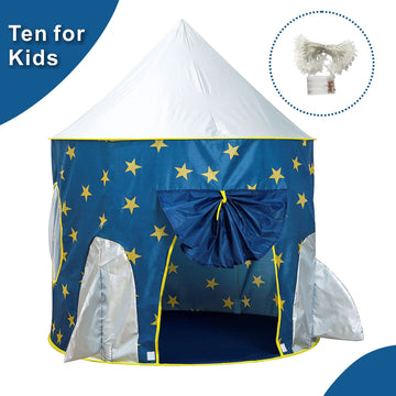 Rocket Ship Play Tent For Boys Foldable Pop Up Tents For Indoor/Outdoor 3/4/5/6/7/8/9 Year Old Kids Toys