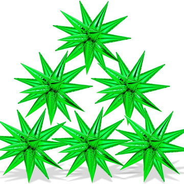 Green Star Balloons,72 Pcs Big 26 Inch Explosion Star Foil Balloons, 12 Point Spike Balloons Party Decoration Supplies For Dance