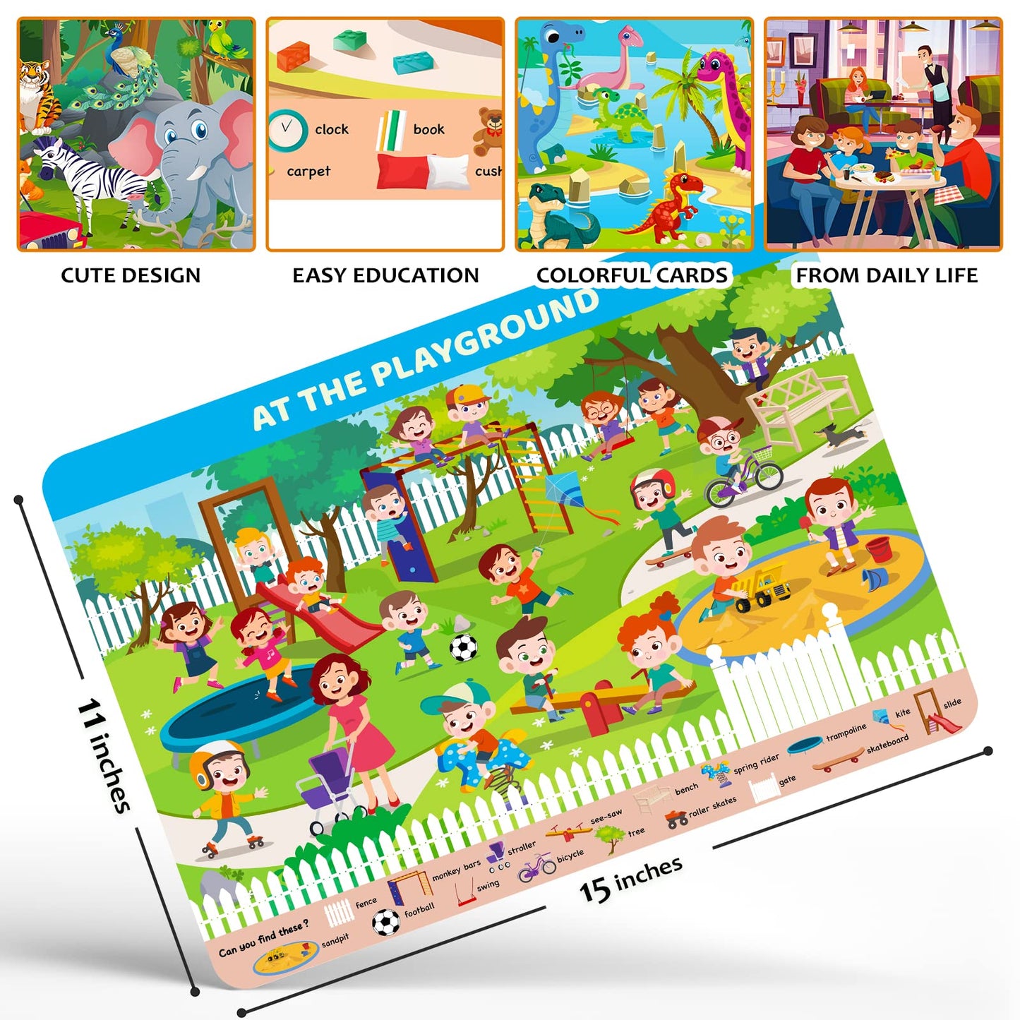Search And Find Cards For Kids Ages 3 4 5 6 Year Old, Toddler Preschool Learning Reusable Activity Mats, Boys Girls Kindergarten Educational Games