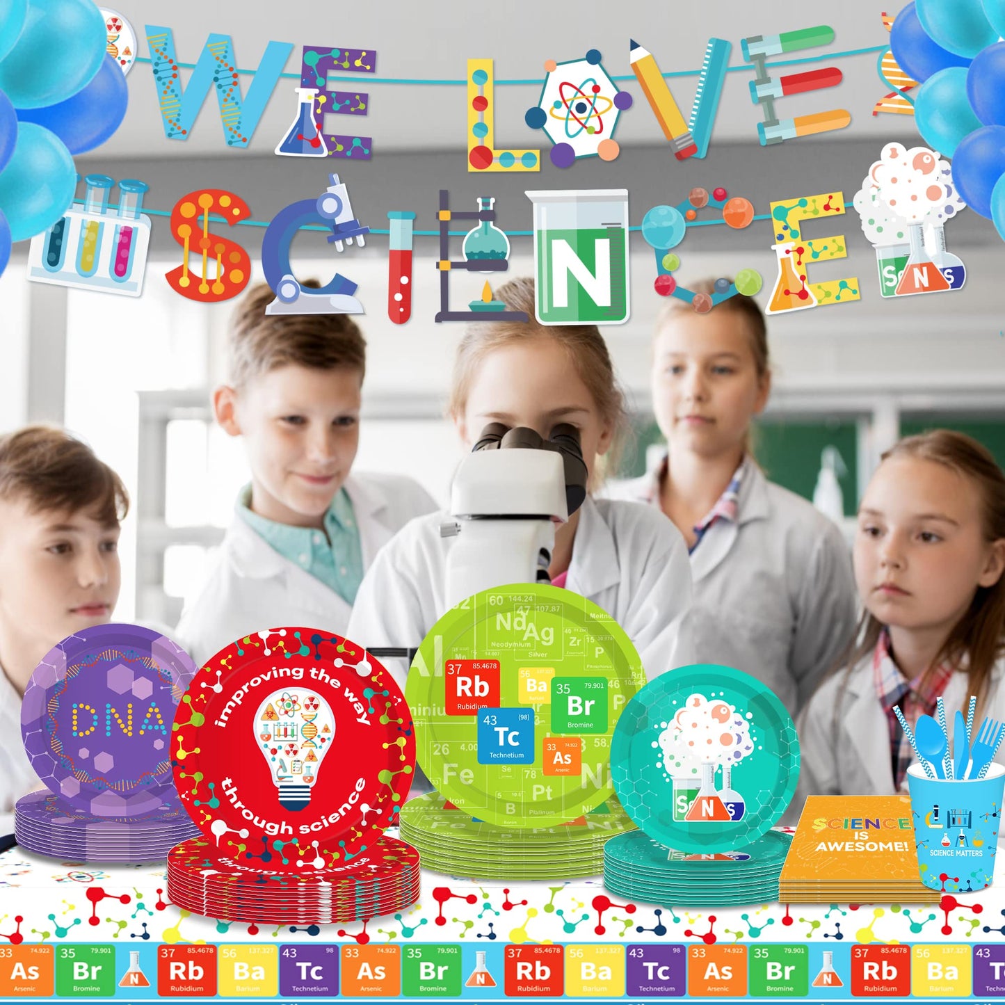2 Pack Science Party Tablecloth Science Party Decorations Laboratory Party Table Covers Plastic Science Laboratory Birthday Tabl
