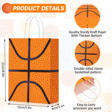 Leinuosen 48 Pcs Basketball Party Favors Supplies Including 12 Basketball Party Gift Bags 12 Mini Basketball Stress Balls 12 Bas