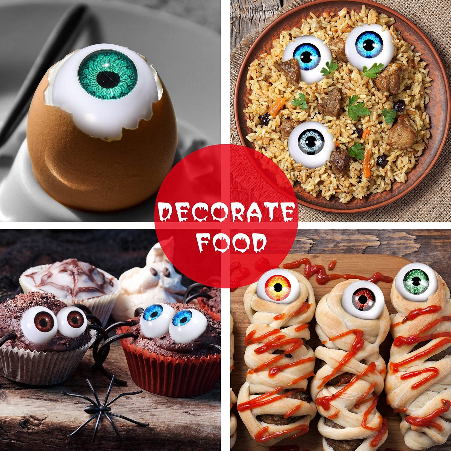 32 Pieces Halloween Eyeballs Plastic Half Eyeballs Spooky Scary Horror Props For Halloween Trick Or Treat Party Cosplay (Cute Co