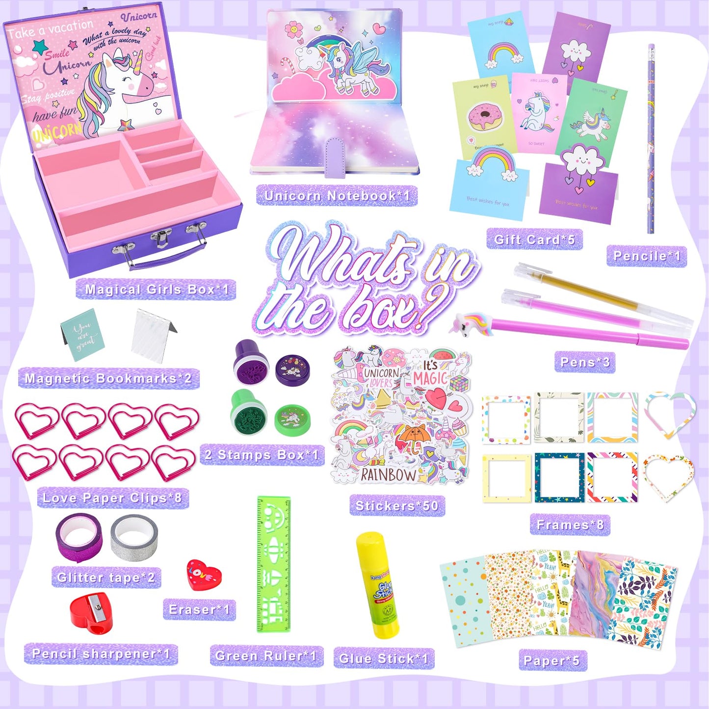 Joycover Unicorn Journal Set For Girls Toys Ages 6-8 8-12 Valentines Day Gifts For Girls Ages 6 7 8 9 10 11 Year Journaling Scra