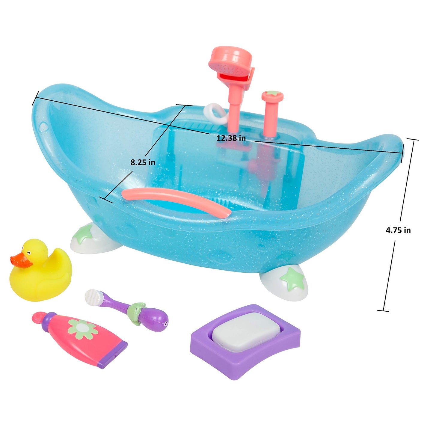 Jc Toys Lil Cutesies 8.5' All Vinyl Doll And Real Working Bath Set | Posable And Washable | Removable Outfit | Bath With Play Accessories Ages 2+ , Blue