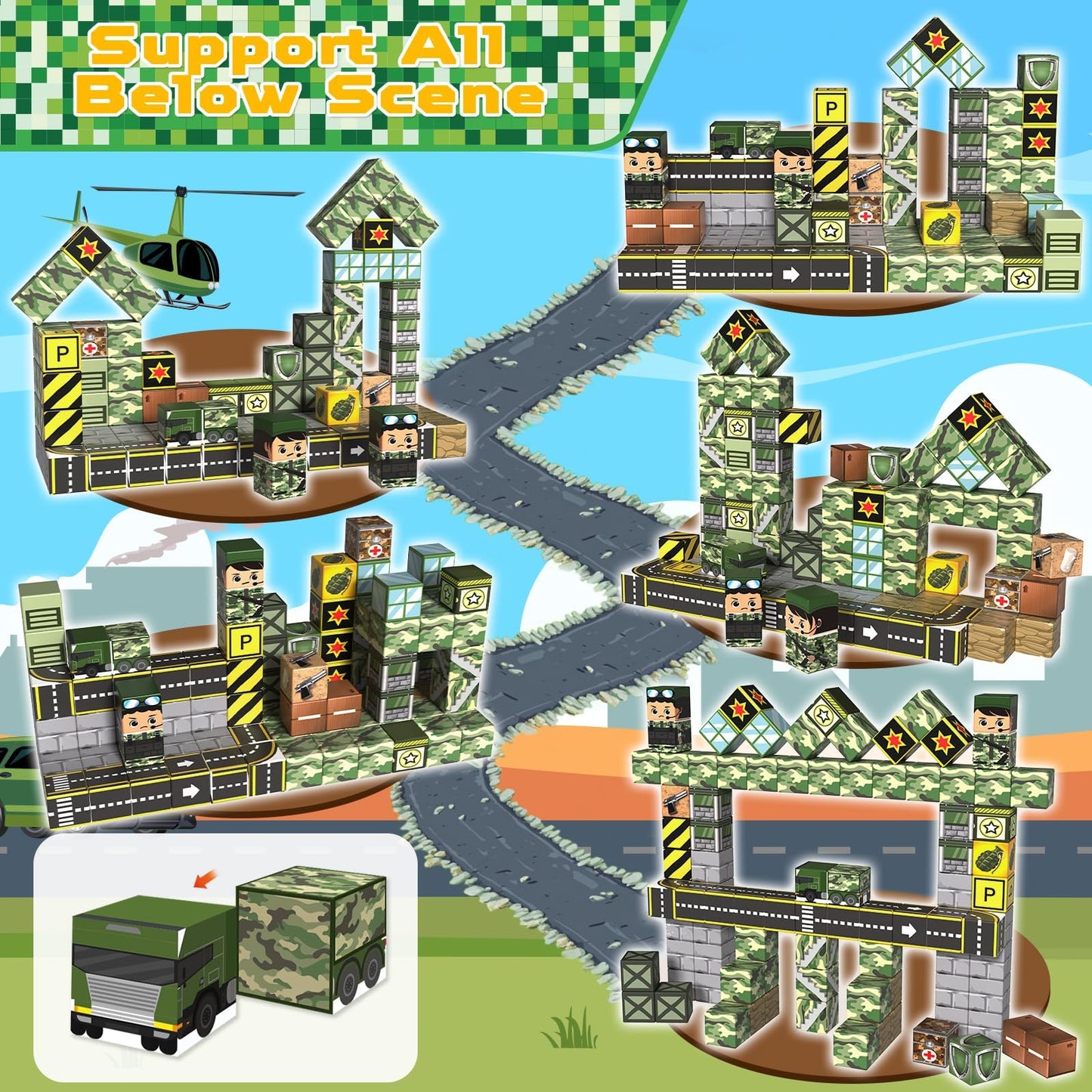 Annexfun Magnetic Blocks-100Pcs Military Building Blocks Set, Kids Classroom Sensory Toy For Toddlers Stem Learning, Constructio