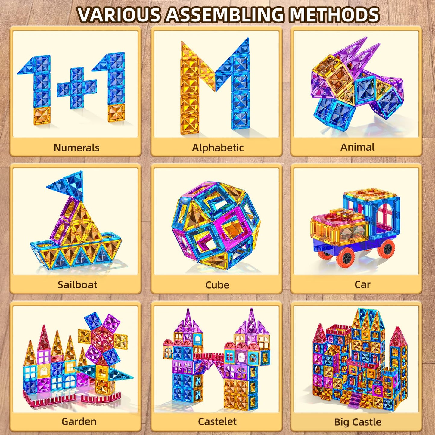 SNAEN Magnet Building Tiles for Kids Ages 3-5 4-8, 96 Pieces Educational Magnet Toys for 3 4 5 6 7 8 Years Old Boys, 3D Building