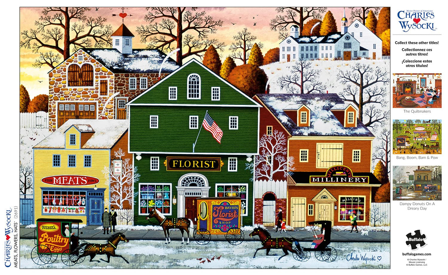 Buffalo Games - Charles Wysocki - Meats, Flowers, Hats - 300 Piece Jigsaw Puzzle For Adults -Challenging Puzzle Perfect For Game Nights - Finished Size Is 21.25 X 15.00