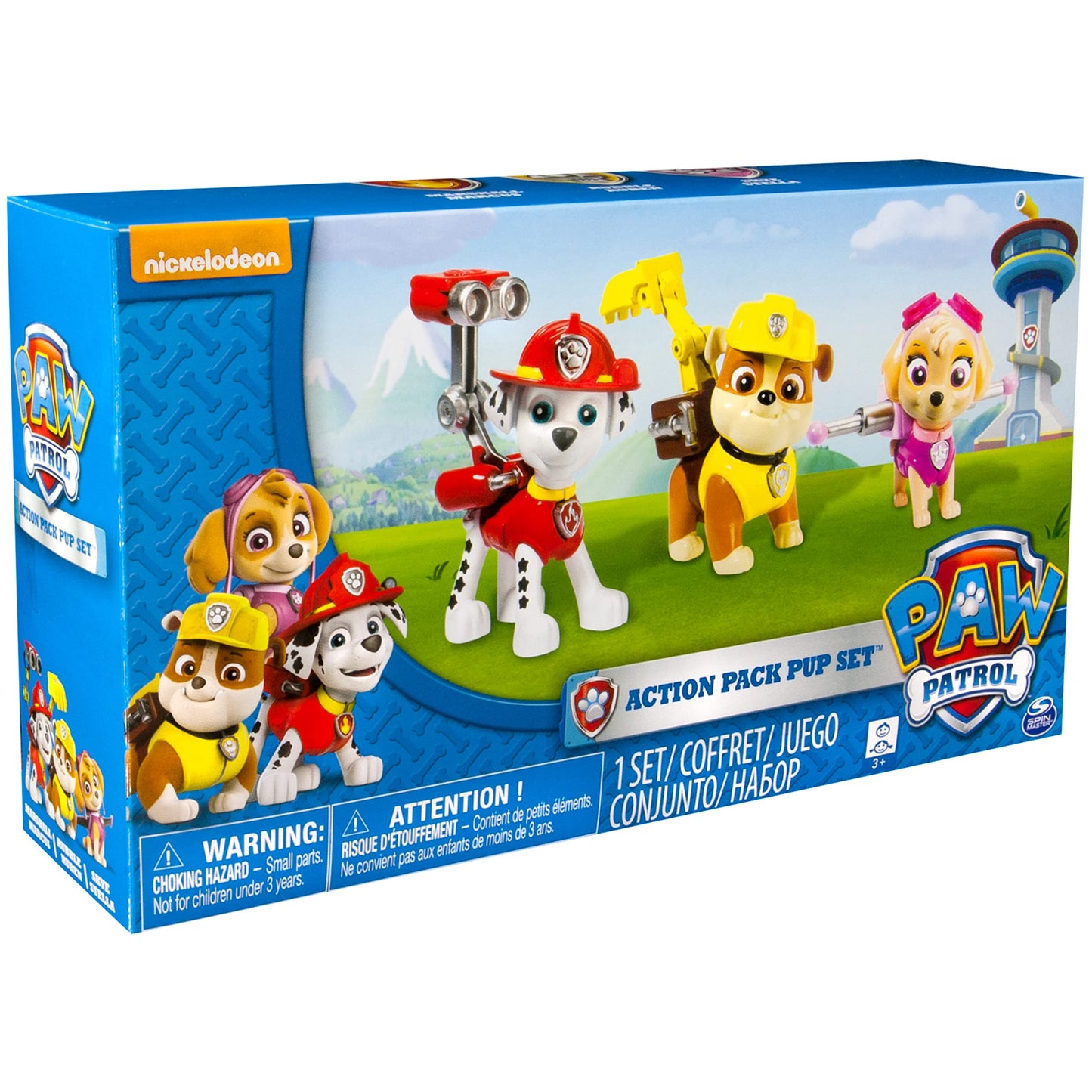 Paw Patrol Action Pack Pups 3Pk Figure Set Marshall, Skye, Rubble