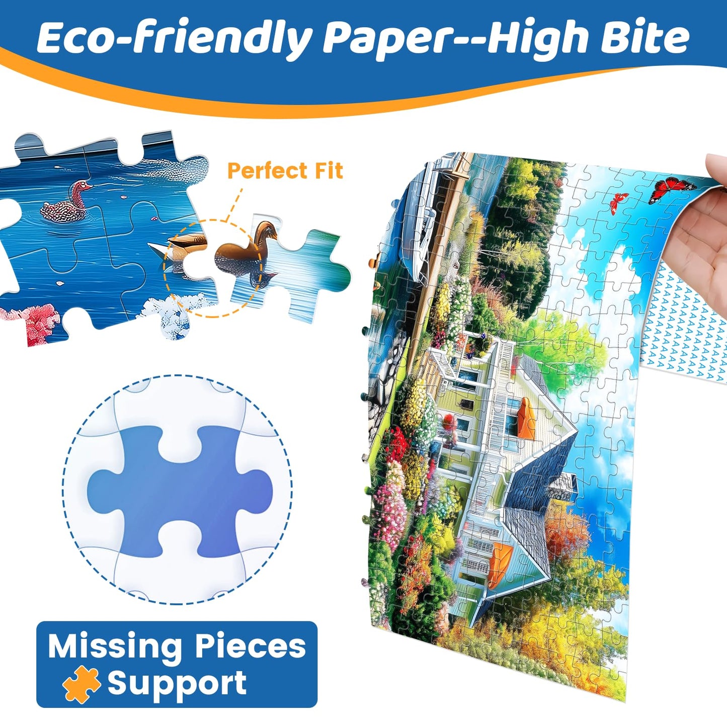 300 Pieces Puzzles For Adults | Lake House Jigsaw Puzzles | Large 300 Piece Puzzle For Children Adults Seniors | Sturdy,Safe | E