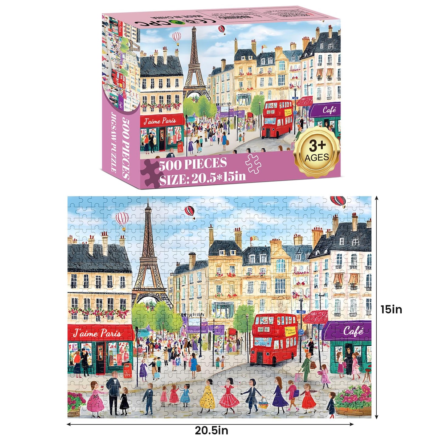 500 Piece Puzzles for mature-themeds Paris Puzzles Jigsaw Puzzles 500 Pieces Tower mature-themed Puzzle Family Challenging Game Gift for Friends 20.5x15IN