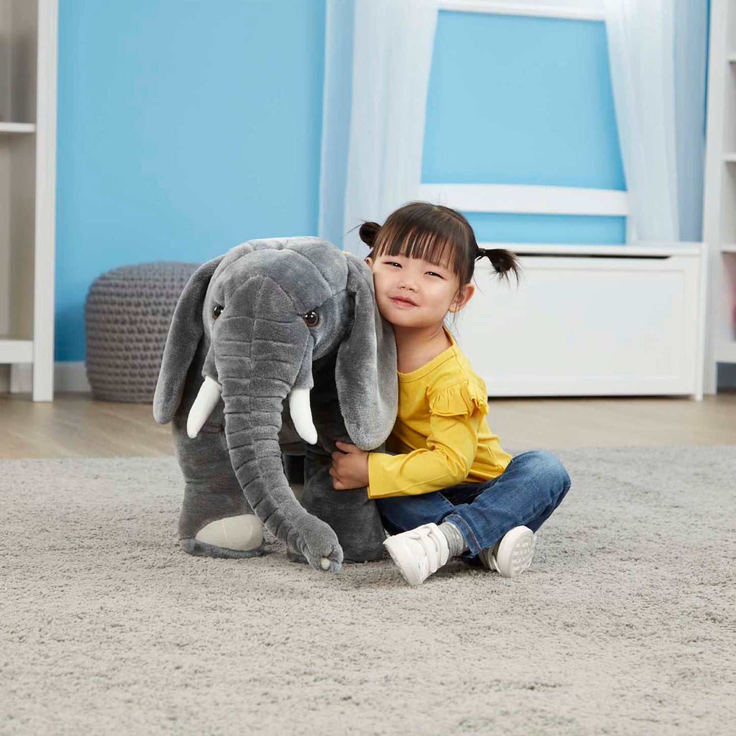 Melissa & Doug Giant Elephant Stuffed Animal - Lifelike Polyester Toy, 3+ Feet Long, Multi-Color, Model 2185