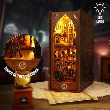 Book Nook Kit - Diy Miniature Model Wooden Dollhouse Booknook With Led Light & Music Box For Adults Teen, Building Tiny House Ki