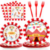 Gisgfim 96 Pcs Circus Party Supplies Paper Plates Napkins Carnival Party Disposable Tableware Set Birthday Decorations Favors Fo