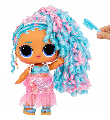 LOL Surprise Big Baby Hair Large 11 Splash Queen Doll w/ 14 Surprises Including Shareable Accessories & Blue Pink Hair & Dress,