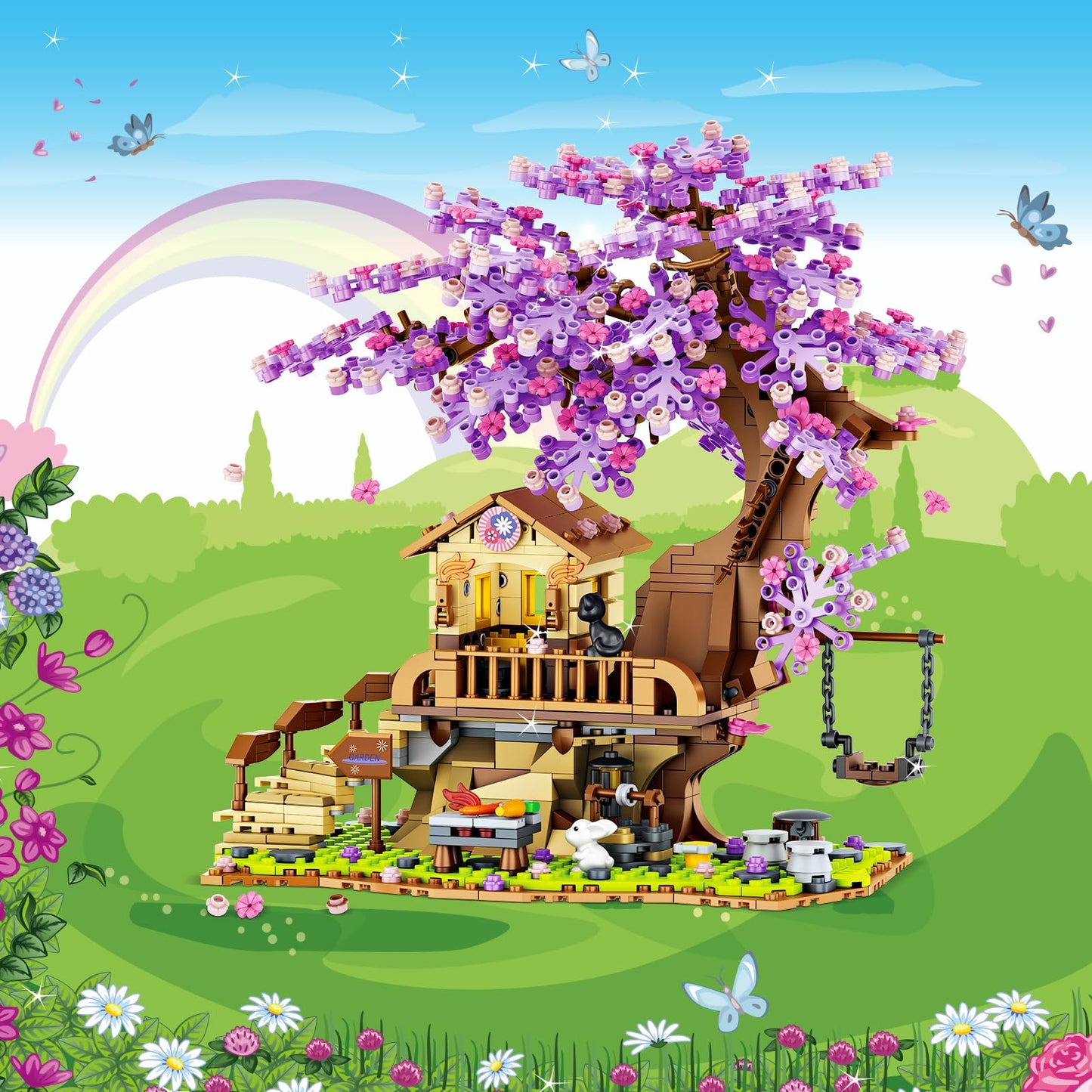 Sitodier Cherry Blossom Tree House Building Toy, 880Pcs Cherry Blossom Bonsai Building Set With Led Light For Girls Aged 6-14, Flowers House Construction Set For Kids 6 7 8 9 10 11 12+