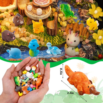 ywevyezc 200 Pcs Mini Resin Animals Colorful Mini Animals Figures in Bulk Miniature Little Small Animals Figurines for Fairy Garden Landscape Dollhouse Accessories DIY Crafts Aquarium Decor
