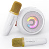 Mini Karaoke Machine For Kids, 2 Wireless Microphones & 4 Magic Voices, Led Portable Design For Indoor Outdoor Party Singing Fun