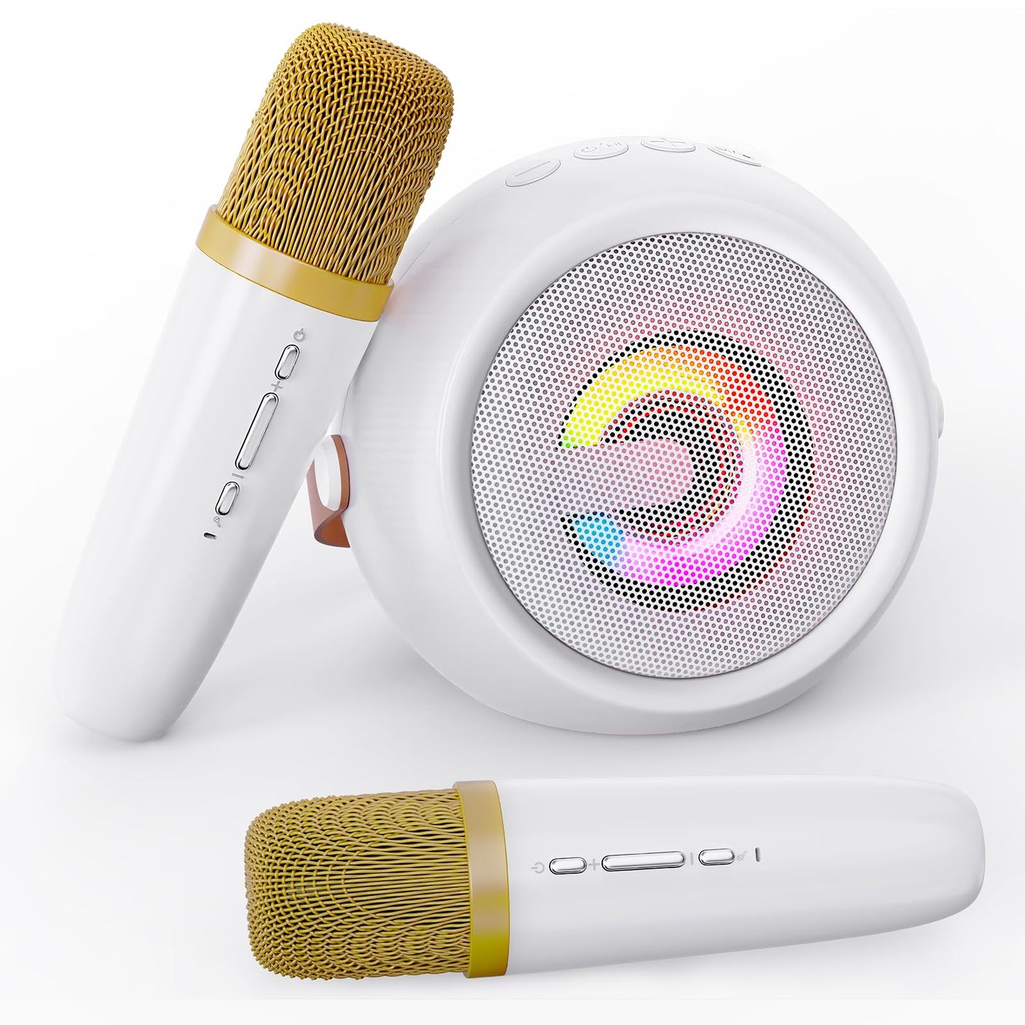 Mini Karaoke Machine For Kids, 2 Wireless Microphones & 4 Magic Voices, Led Portable Design For Indoor Outdoor Party Singing Fun