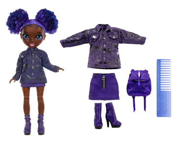 Rainbow High Jr High Series 2 Krystal Bailey- 9' Purple Posable Fashion Doll With Designer Accessories And Open/Close Backpack. Great Toy Gift For Kids Ages 6-12 Years Old & Collectors