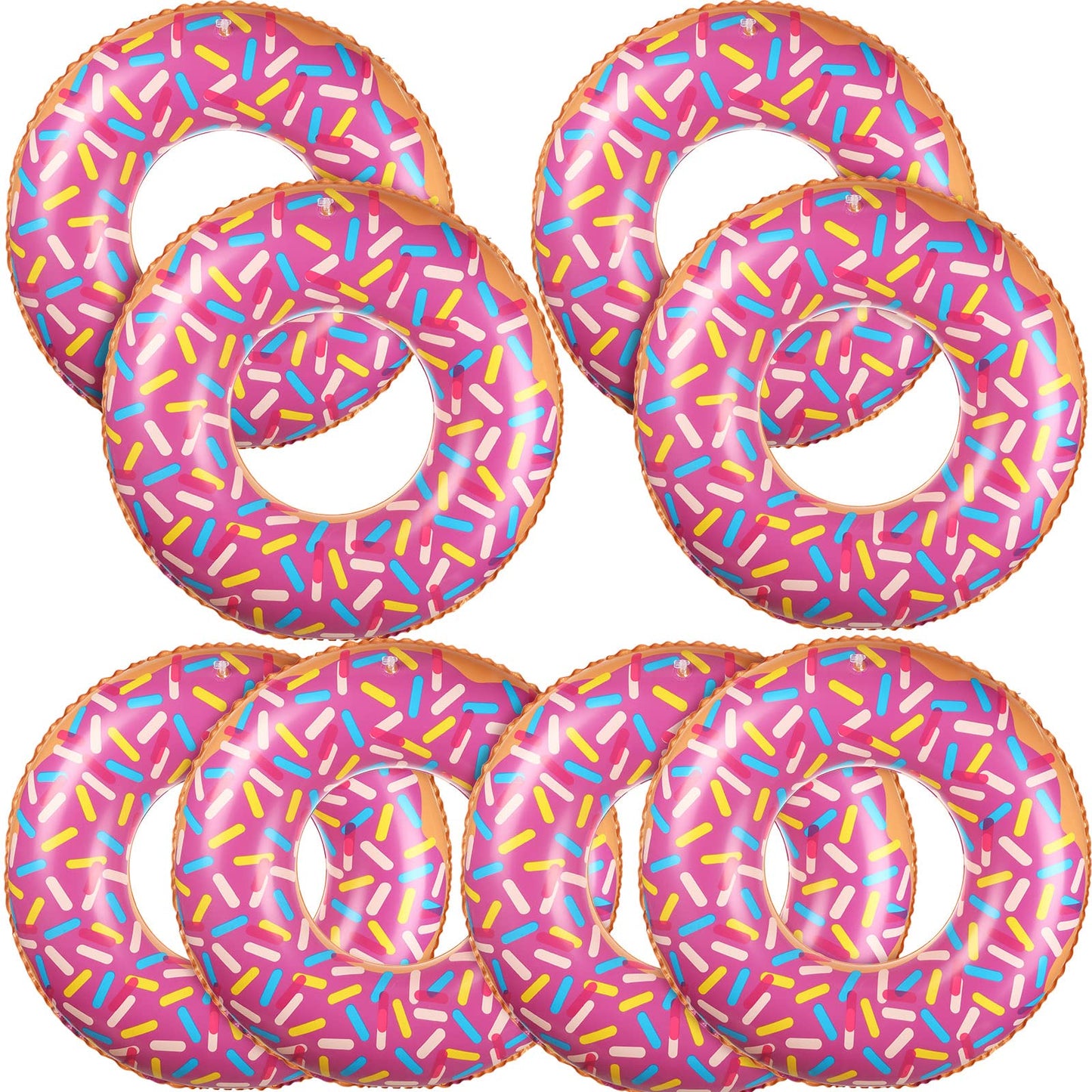 8 Pcs Kids Inflatable Donut 21.7 Inch Sprinkle Donut Pool Floats Doughnut Inflatable Swim Tube Swimming Ring Colorful Beach Part