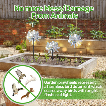 Battife 6 Sets Pinwheels For Yard And Garden, Double Sides Reflective Bird Deterrent Pinwheel, Large Silver Outdoor Sparkly Wind