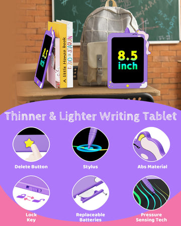TEKFUN Birthday Gifts for Girls, 8.5inch Doodle Board, LCD Writing Tablet for Kids, Writing Pad Drawing Tablet, Travel Toys for