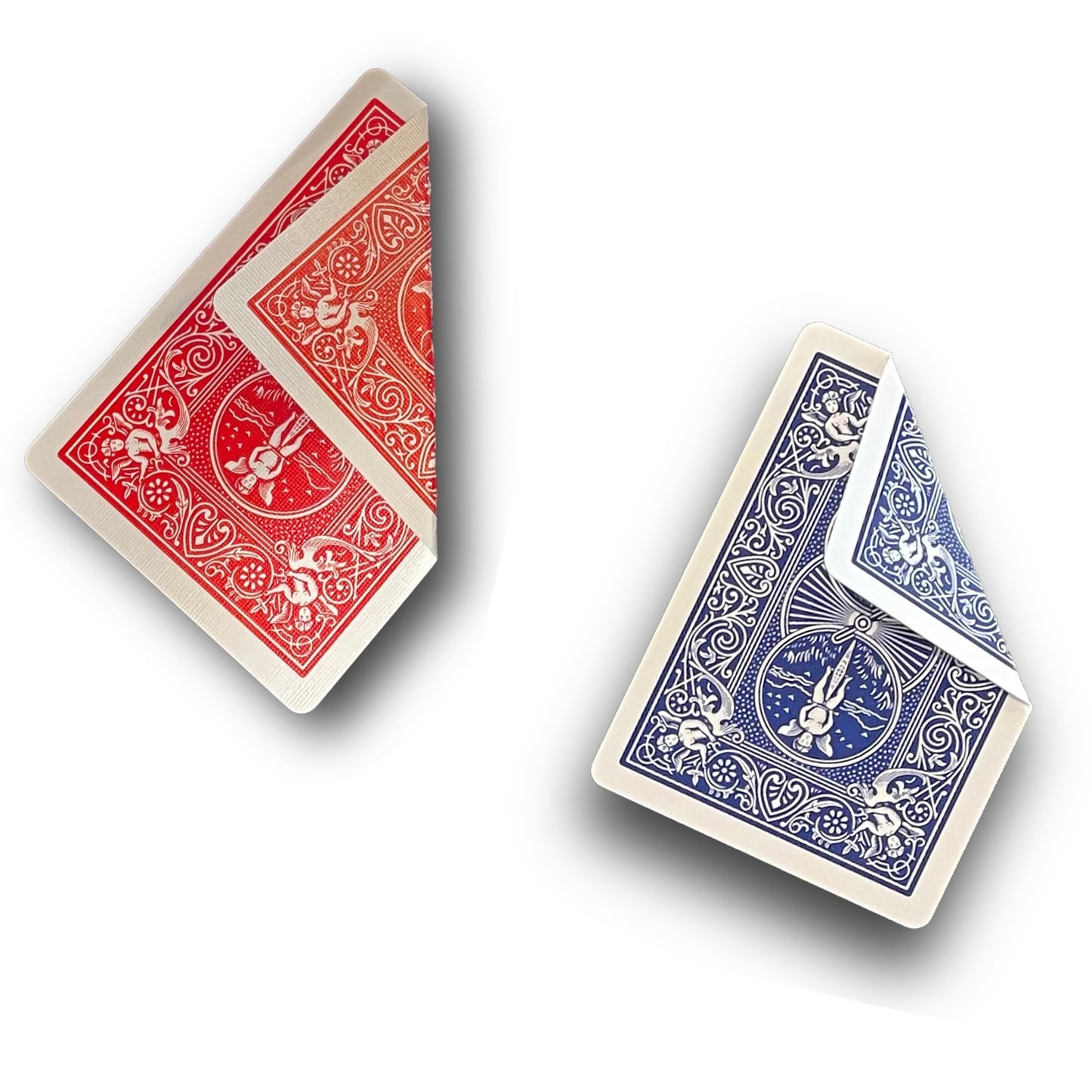 Hat Trick Magic Bicycle Rider Back Gaff Playing Card Decks (26 Red/Red 26 Blue/Blue)