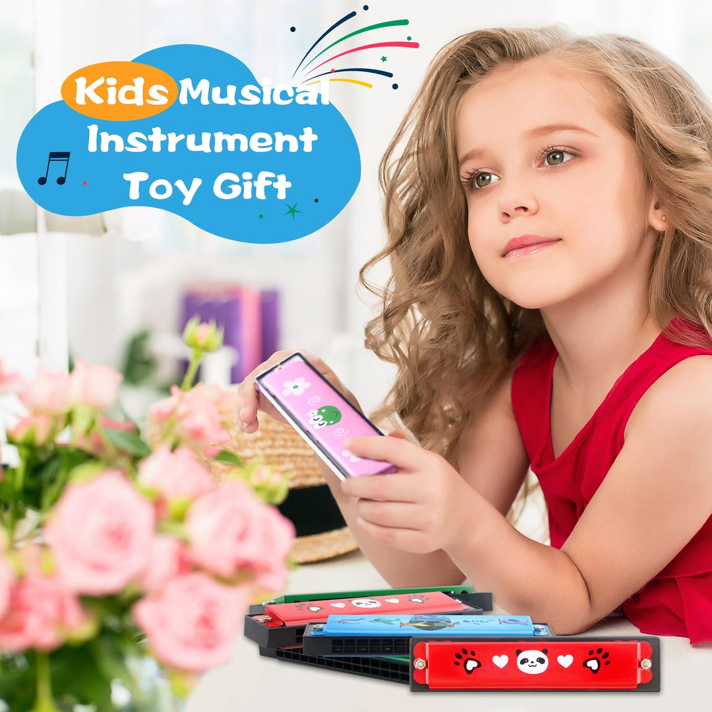 6 Pcs Cartoon Harmonica Kids Harmonica Toys 16 Holes Harmonica Instruments For Children Boys Girls Party Favors, Random Color Pa