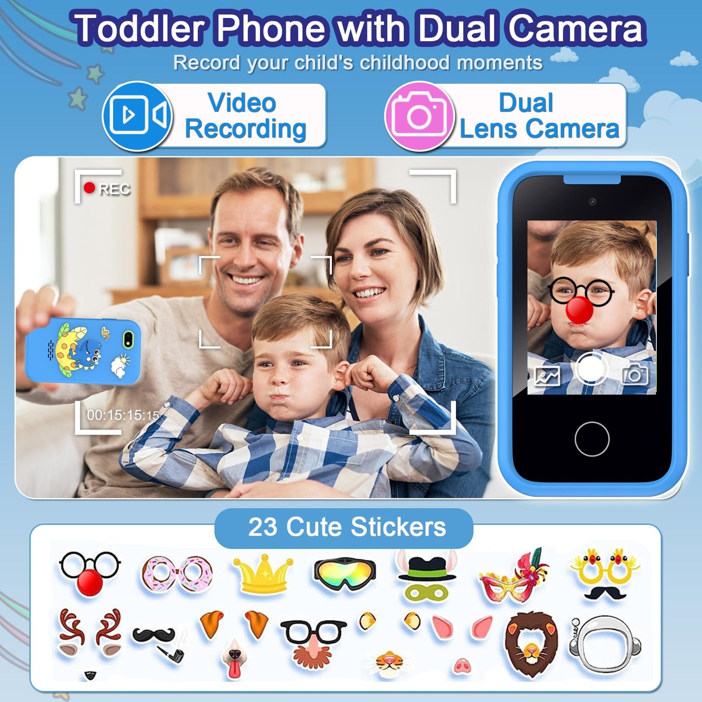 Kids Phone Toys For Boys, 3 4 5 6 7 8 Year Old Boys Girls Christmas Birthday Gifts For Kids, 2.8'' Touchscreen Smartphone Toddle