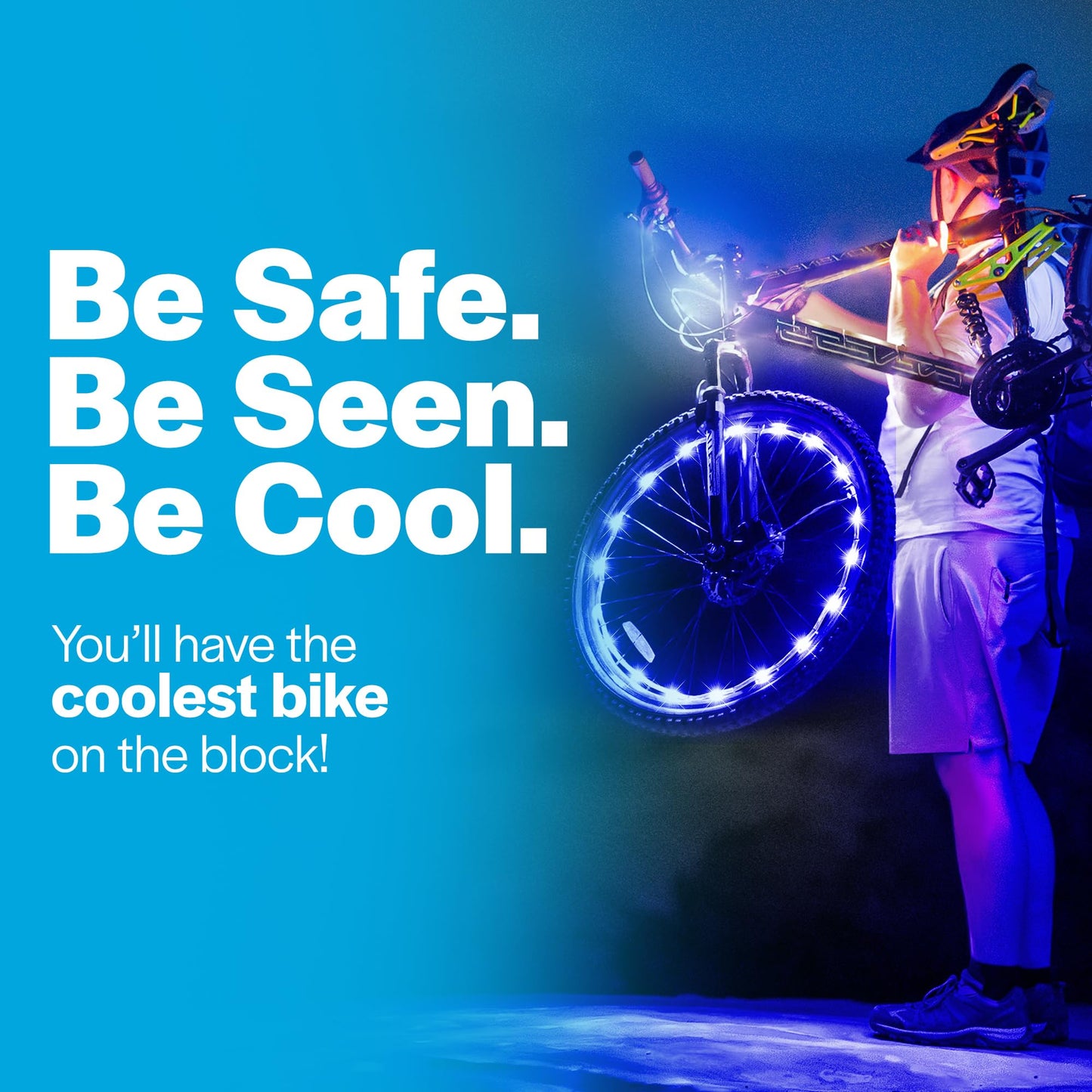 Brightz Blue Bike Lights For Night Riding, 7-Foot Led Strand, Battery-Powered, Ideal For All Ages