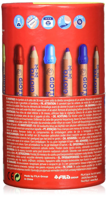 GIOTTO be-b Large Colouring Pencils Set, 10 Assorted Colours, Super Washable, Suitable for Ages 2+, Ideal for Children