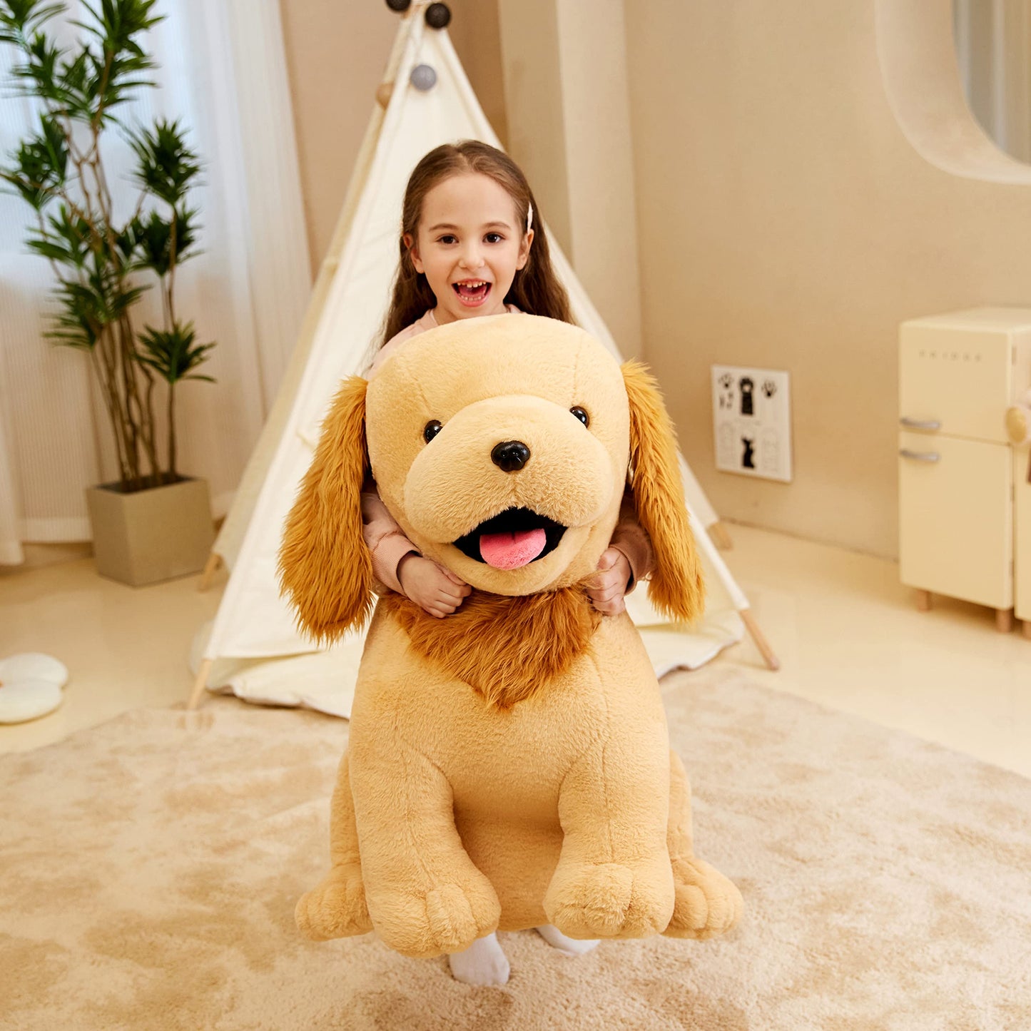 Ikasa Giant Golden Retriever Dog Stuffed Animal Plush Toy,23' Large Big Jumbo Puppy Soft Toys,Huge Size Cute Fluffy Plushy Fat Plushie,Gifts For Kid