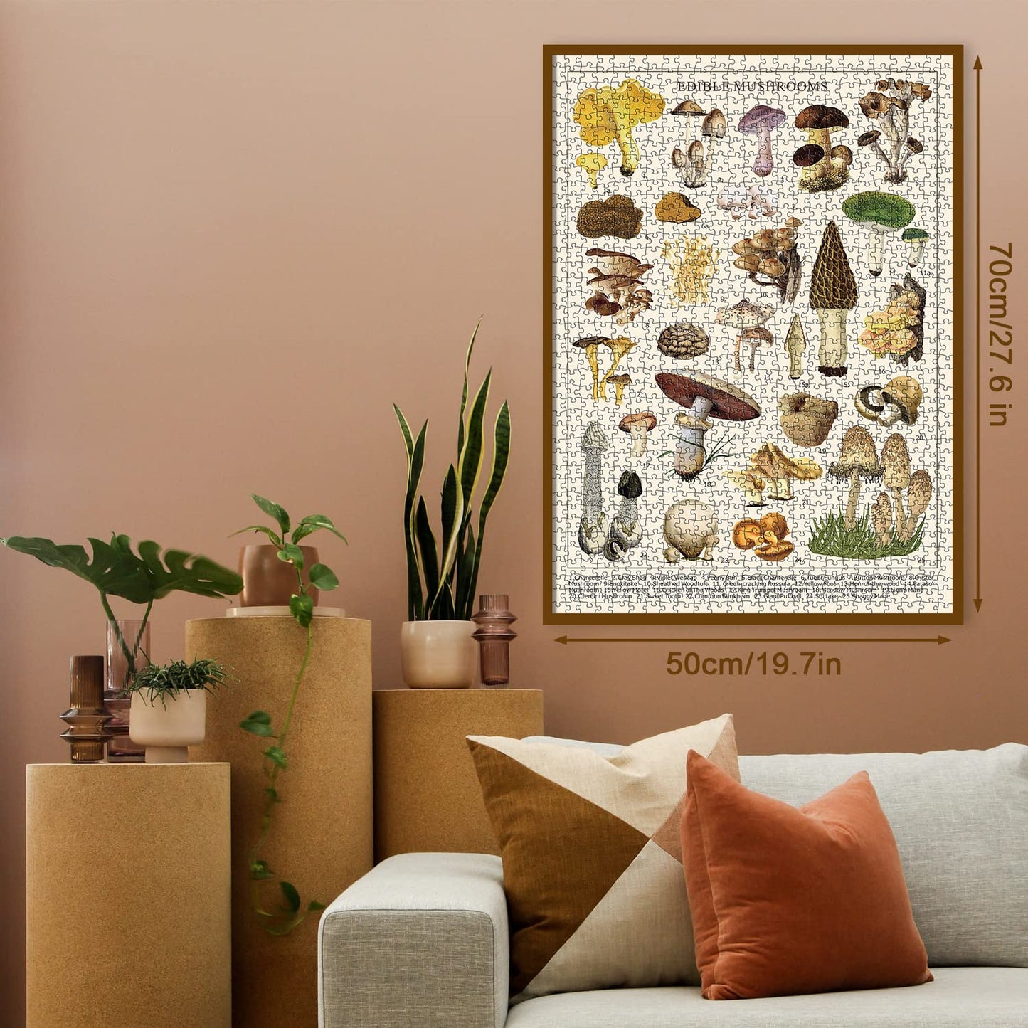 BBOLDIN Vintage Mushroom Puzzle 1000 Pieces - Colorful Cardboard Jigsaw of 25 Edible Mushrooms for Mycophiles, Model B0BD6MZJT2_CA N
