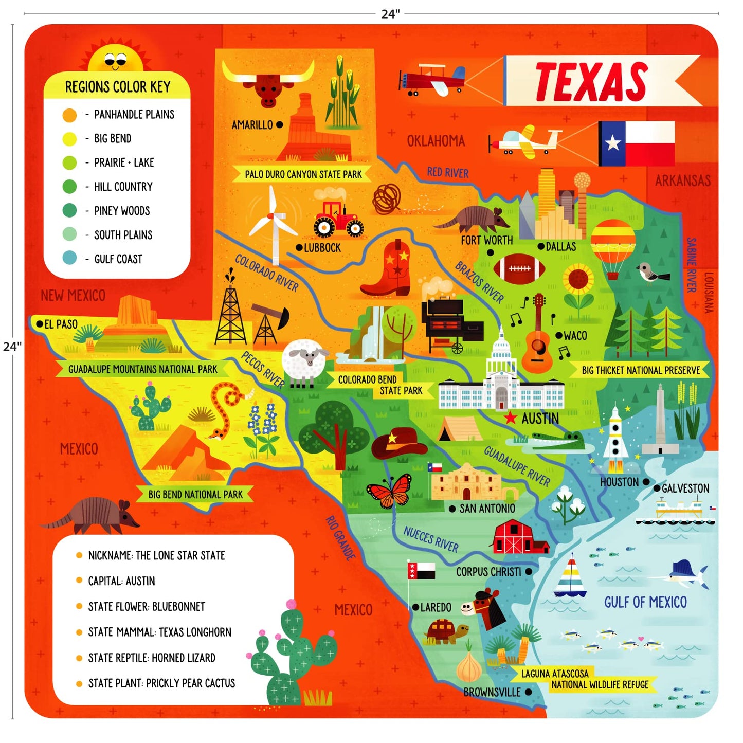 Little Buffalo - Learning & Education - State Puzzle: Texas For Kids Ages 4 And Up