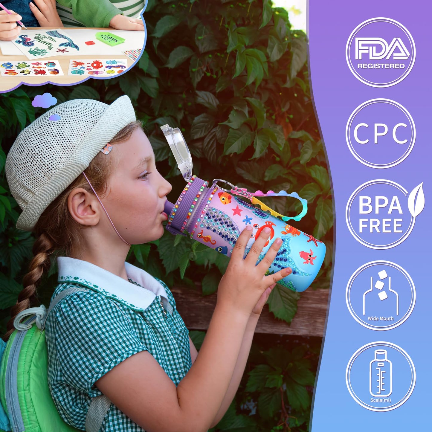 Girlshome Decorate Your Own Water Bottle For Girls Age 4-6-8-10, Mermaid Toys For Girls Painting Crafts, Fun Arts And Crafts Kits Birthday Christmas Gifts Toys