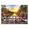 Diiopoty Puzzles for Adults Jigsaw 500 Piece Amsterdam Spring Quiet River Sunrise Flower with Bicycles for Family Fun Games Chal