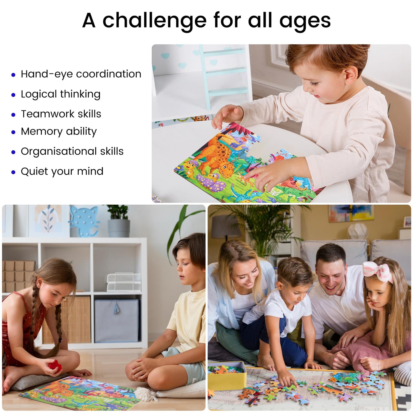 Yogeon Puzzles For Kids Ages 4-8, 3-5,100 Piece Dinosaur Puzzles For Toddler 4-6,Floor Puzzle Age 5-7 Children Learning Preschoo